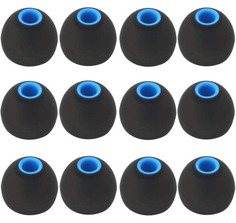 BLLQ 12PCS Large Size Replacement Ear Tips Compatible with BeatsX, Senso, TOZO, Sony & Other Inner Hole 3.8mm4.2mm Earbuds, Black-Blue
